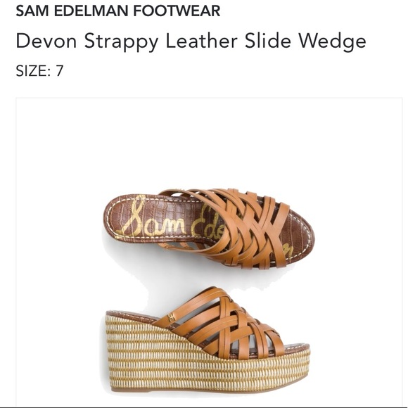Sam Edelman Devon Strappy Leather Slide Wedge - Picture 1 of 5